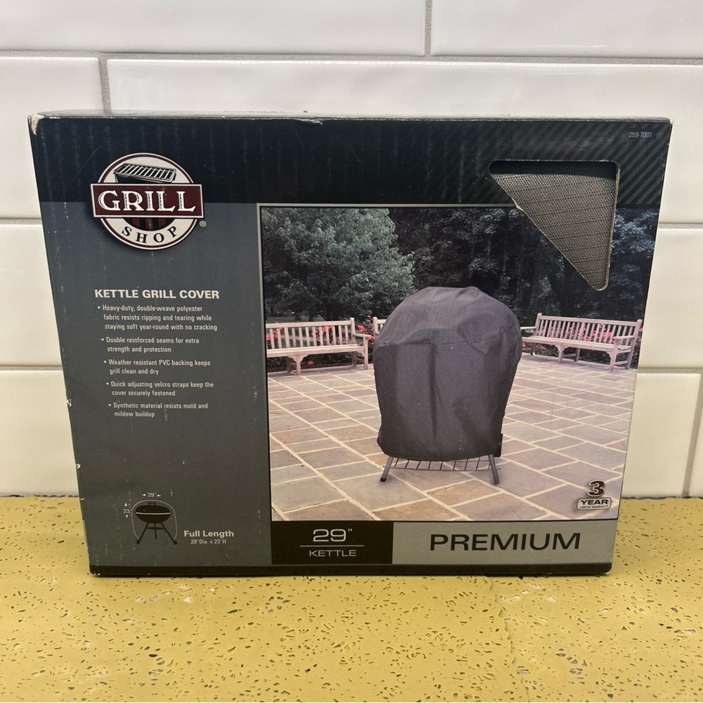 29" X 23” H Premium Kettle Cover Grill Shop Dark Green Gray Heavy Duty W/Straps